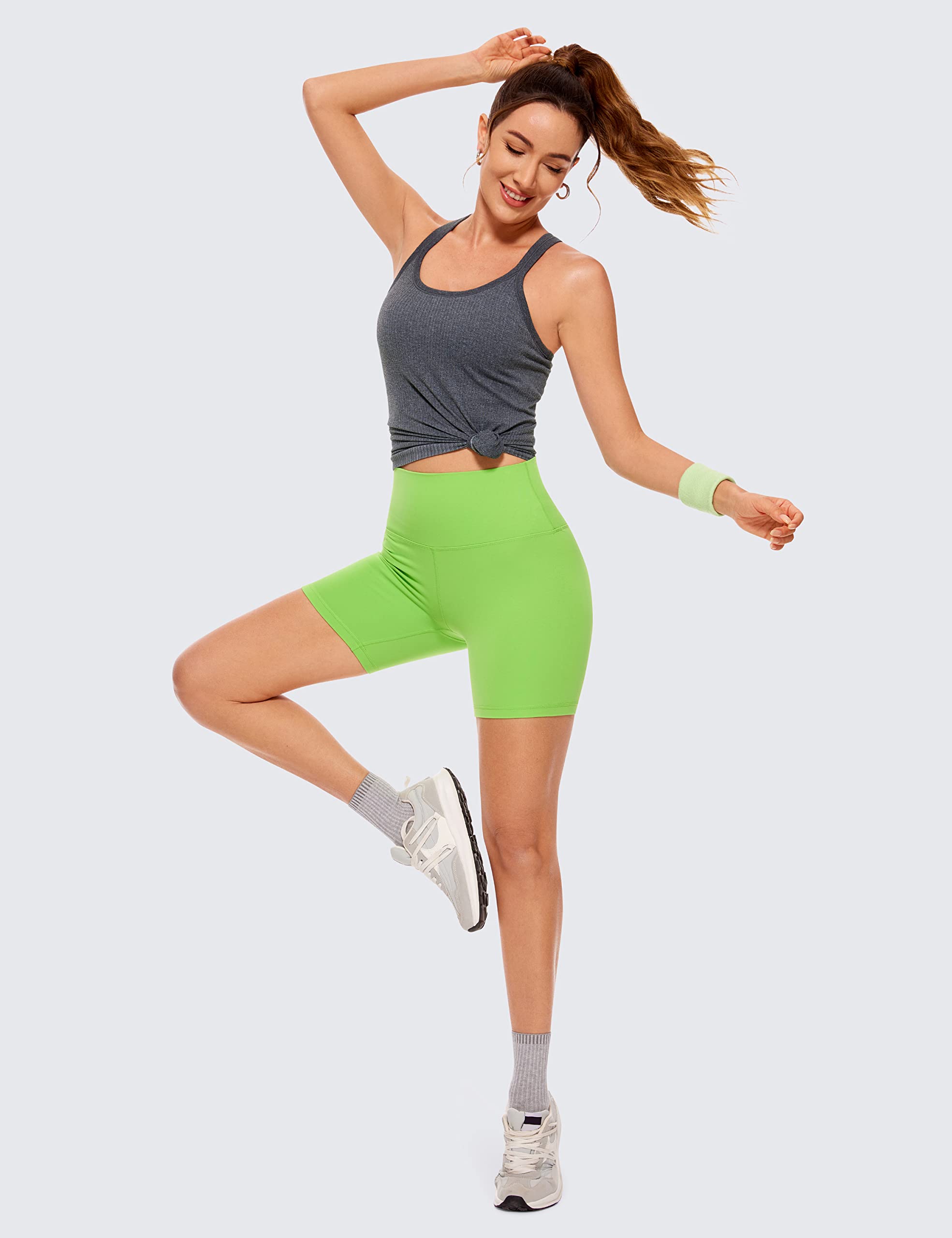 Womens Seamless Ribbed Racerback Tank Tops with Built in Bra - Padded Scoop Neck Slimming Athletic Long Camisole